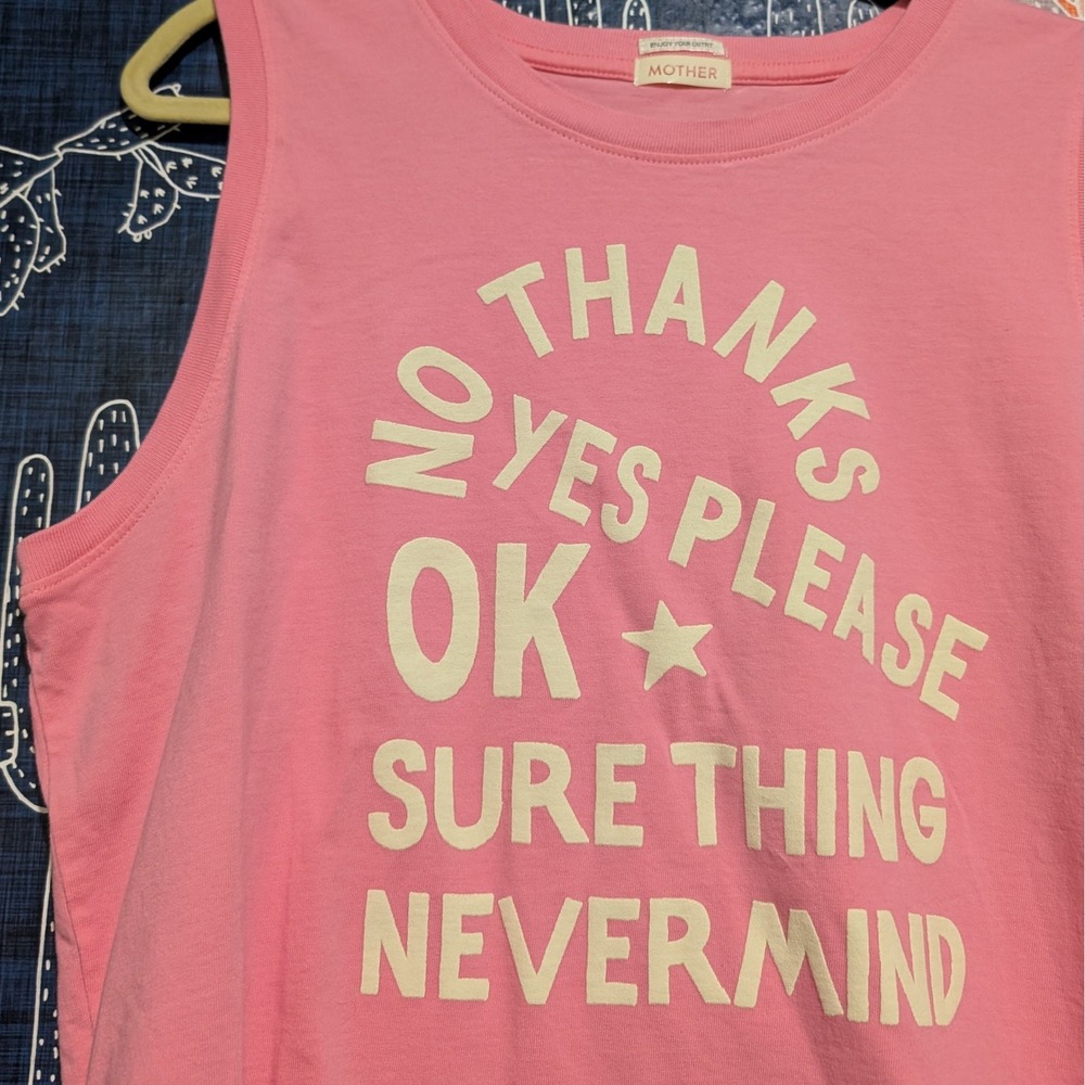 MOTHER The Strong and Silent Type Tank Top Pink Women's Size XL - Picture 6 of 10